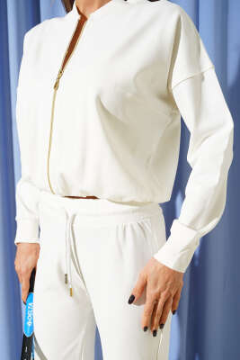 Fermuarlı Bel Lastikli İkili Takım Ekru - Kadın Giyim Modelleri