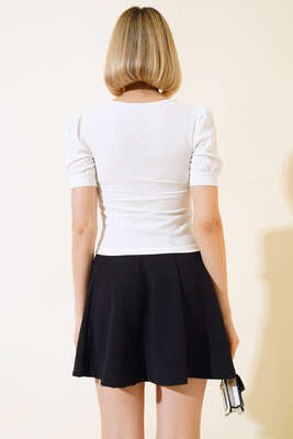 Fermuarlı Bluz Beyaz - Kadın Giyim Modelleri