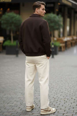 Fermuarlı Bomber Erkek Ceket Kahve - Erkek Ceket