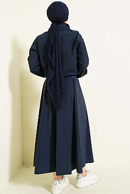 Fermuarlı Ceketli Etekli Paraşüt İkili Takım Lacivert - İkili Takım