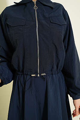 Fermuarlı Ceketli Etekli Paraşüt İkili Takım Lacivert - İkili Takım