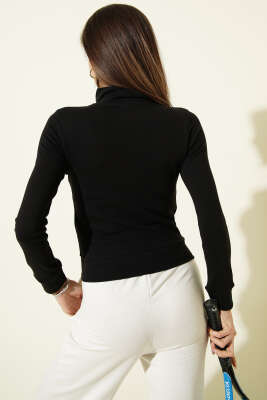 Fermuarlı Cepli Crop Hırka Siyah - Kadın Giyim Modelleri