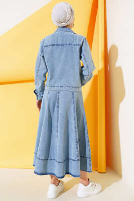 Fermuarlı Cepli Kot Takım Kot Mavisi - İkili Takım