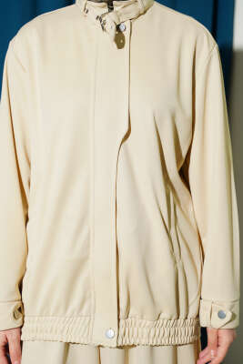 Fermuarlı Cepli Salaş İkili Takım Bej - İkili Takım