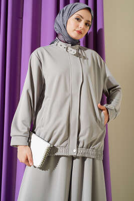 Fermuarlı Cepli Salaş İkili Takım Gri - İkili Takım