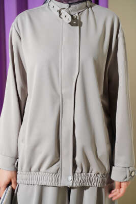 Fermuarlı Cepli Salaş İkili Takım Gri - İkili Takım