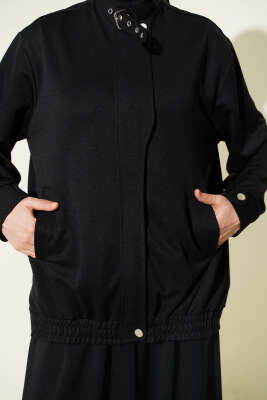 Fermuarlı Cepli Salaş İkili Takım Siyah - İkili Takım