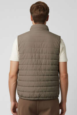 Fermuarlı Çift Cepli Erkek Yelek Kahve - Erkek Yelek