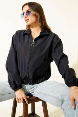 Fermuarlı Çift Cepli Kısa Ceket Lacivert - Kadın Giyim Modelleri