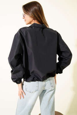 Fermuarlı Çift Cepli Kısa Ceket Lacivert - Kadın Giyim Modelleri