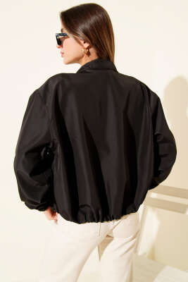 Fermuarlı Çift Cepli Kısa Ceket Siyah - Kadın Giyim Modelleri