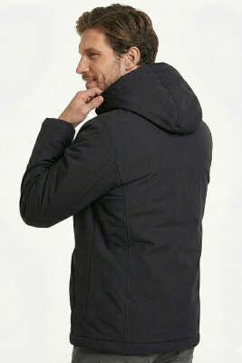 Fermuarlı Çıtçıtlı Erkek Mont Siyah - Erkek Mont