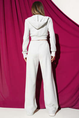 Fermuarlı Crop Hırka İkili Takım Gri - Kadın Giyim Modelleri