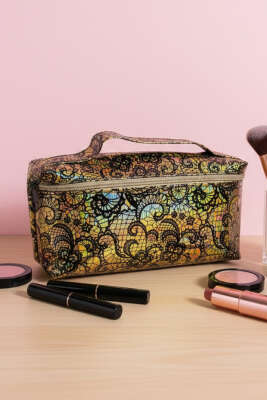 Fermuarlı Desenli Makyaj Çantası Asorti 8 - NEW WELL