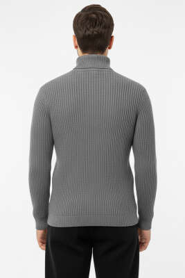 Fermuarlı Dik Yaka Erkek Triko Hırka Gri - Günün Seçilenleri