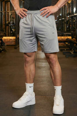 Fermuarlı Erkek Sporcu Şort Gri - DYNAMO
