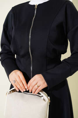 Fermuarlı Etekli Scuba İkili Takım Lacivert - İkili Takım