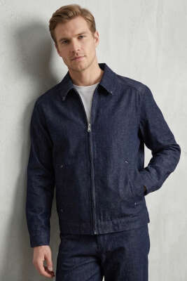 Fermuarlı Gabardin Ceket Lacivert - Erkek Ceket