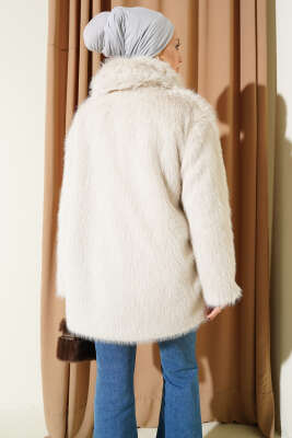 Fermuarlı Gömlek Yaka Kürk Mont Taş - Mont