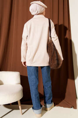 Fermuarlı Gömlek Yaka Süet Ceket Bej - Ceket