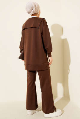 Fermuarlı İki İplik İkili Takım Kahve - İkili Takım