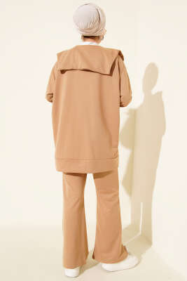 Fermuarlı İki İplik İkili Takım Latte - İkili Takım