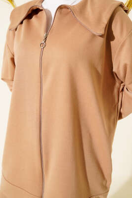 Fermuarlı İki İplik İkili Takım Latte - İkili Takım