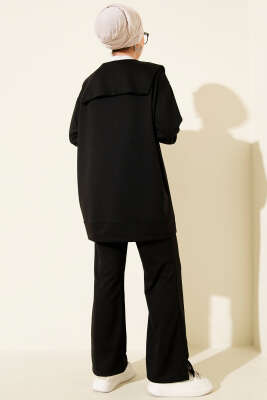 Fermuarlı İki İplik İkili Takım Siyah - İkili Takım