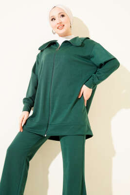 Fermuarlı İki İplik İkili Takım Yeşil - İkili Takım