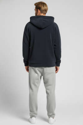 Fermuarlı Kapüşonlu Erkek Peluş Mont Füme - Erkek Mont