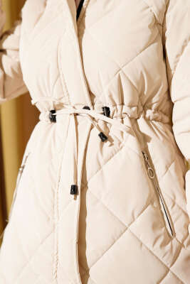 Fermuarlı Kapüşonlu Kısa Kapitone Mont Taş - Mont