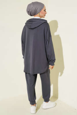 Fermuarlı Kapüşonlu Loyşa İkili Takım Antrasit - İkili Takım