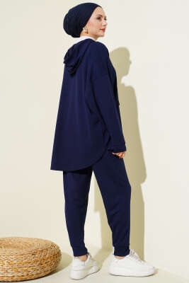 Fermuarlı Kapüşonlu Loyşa İkili Takım Lacivert - İkili Takım