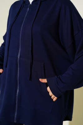 Fermuarlı Kapüşonlu Loyşa İkili Takım Lacivert - İkili Takım