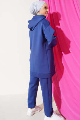 Fermuarlı Kapüşonlu Scuba İkili Takım İndigo - İkili Takım