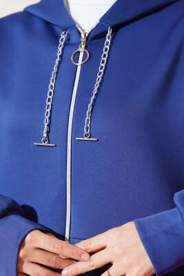 Fermuarlı Kapüşonlu Scuba İkili Takım İndigo - İkili Takım