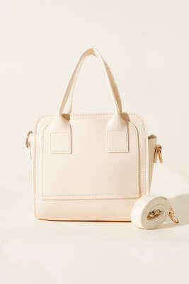 Fermuarlı Kare Çanta Krem - Kol Çantası