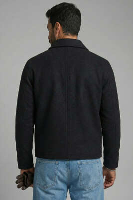 Fermuarlı Kaşe Erkek Ceket Siyah - Günün Seçilenleri