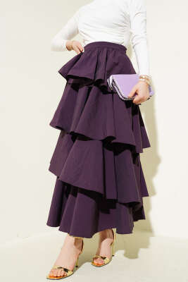 Fermuarlı Kat Kat Etek Mor - SAS