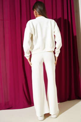 Fermuarlı Kısa Hırkalı İkili Takım Ekru - Kadın Giyim Modelleri