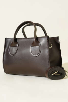 Fermuarlı Kısa Kulplu Çanta Acı Kahve - Kol Çantası