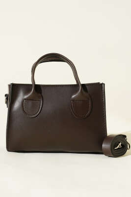 Fermuarlı Kısa Kulplu Çanta Acı Kahve - Kol Çantası