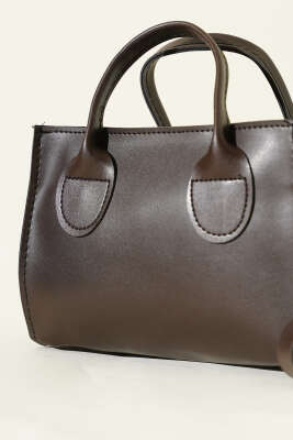 Fermuarlı Kısa Kulplu Çanta Acı Kahve - Kol Çantası