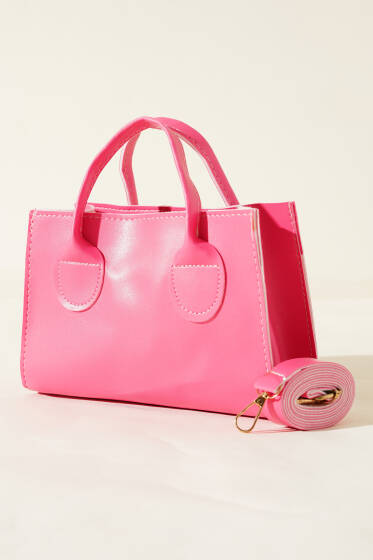 Fermuarlı Kısa Kulplu Çanta Fusya - Kol Çantası