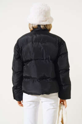 Fermuarlı Kısa Şişme Mont Siyah - Kadın Giyim Modelleri