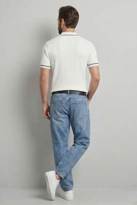 Fermuarlı Merserize T-shirt Beyaz - Erkek T-shirt