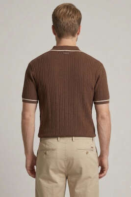 Fermuarlı Merserize T-shirt Kahve - Erkek T-shirt