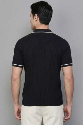 Fermuarlı Merserize T-shirt Siyah - Erkek T-shirt