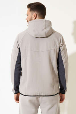 Fermuarlı Micro Erkek Eşofman Üst Gri - Erkek Hırka