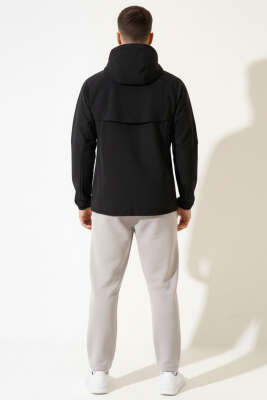 Fermuarlı Micro Erkek Eşofman Üst Siyah - Erkek Hırka